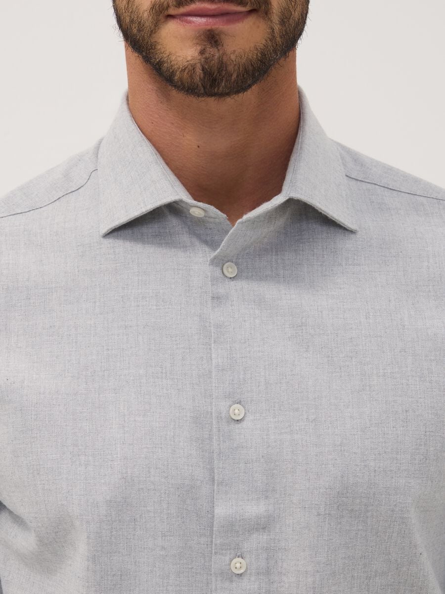 Grey pure cotton twill shirt, regular fit_1