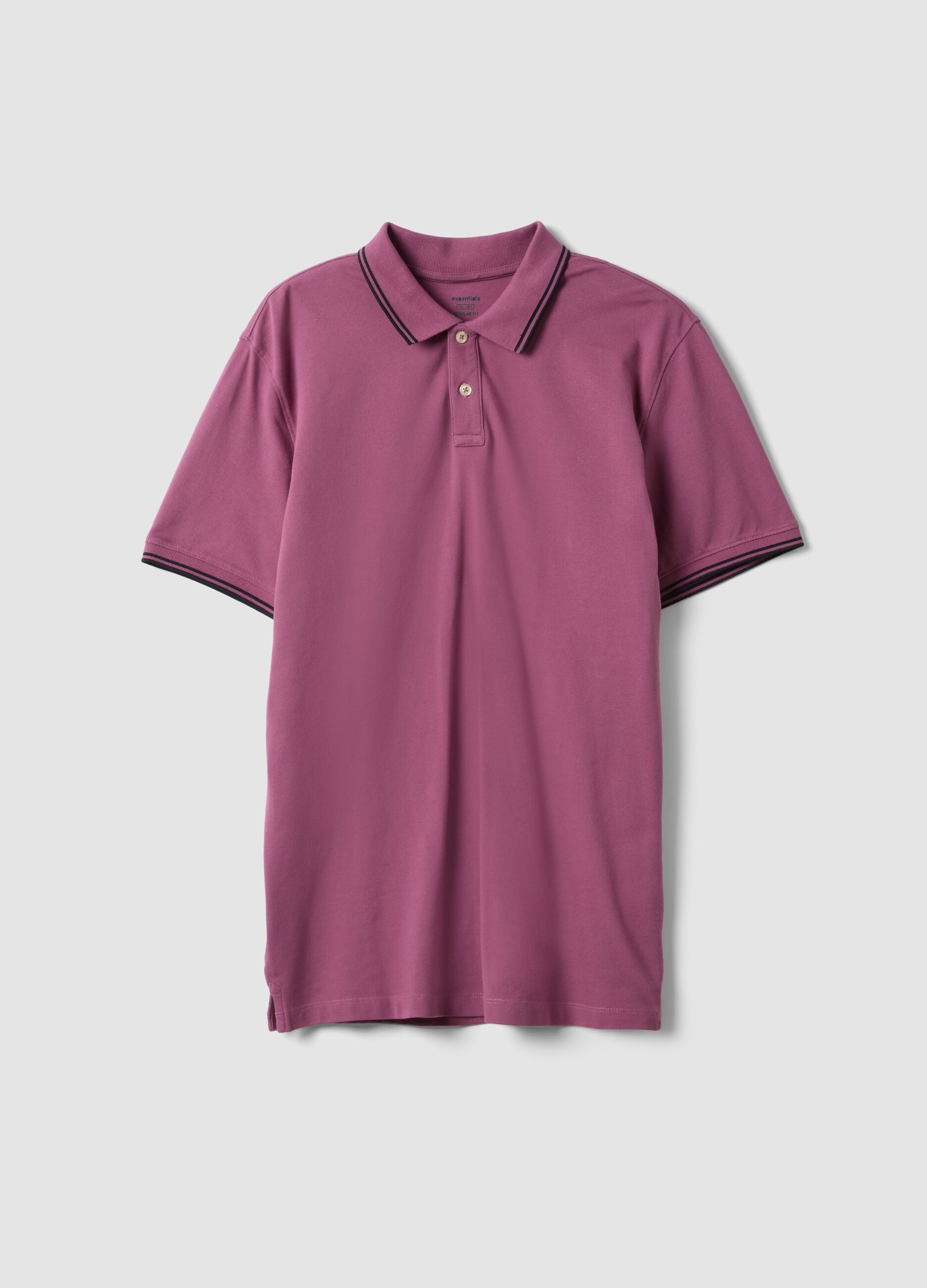 Polo in cotone elasticizzato viola regular fit