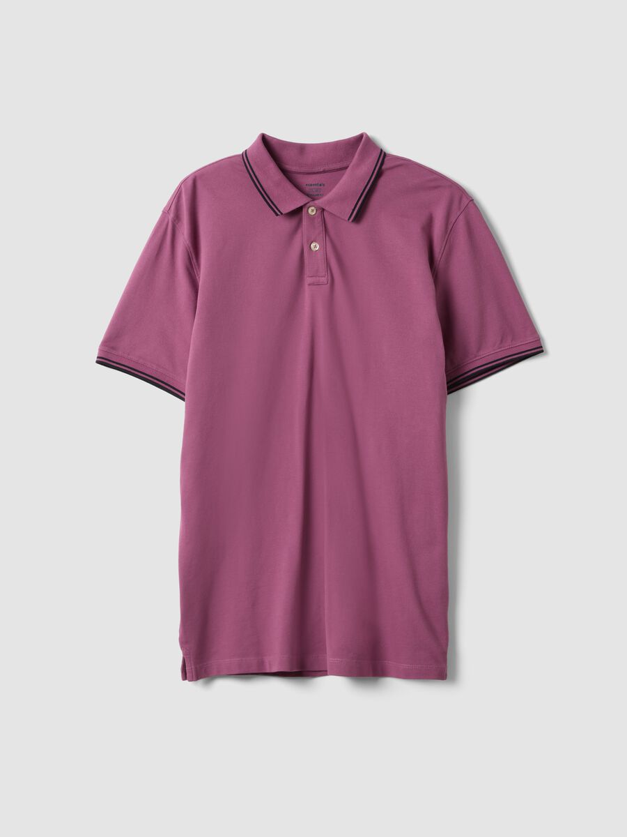 Purple stretch cotton polo shirt, regular fit_4