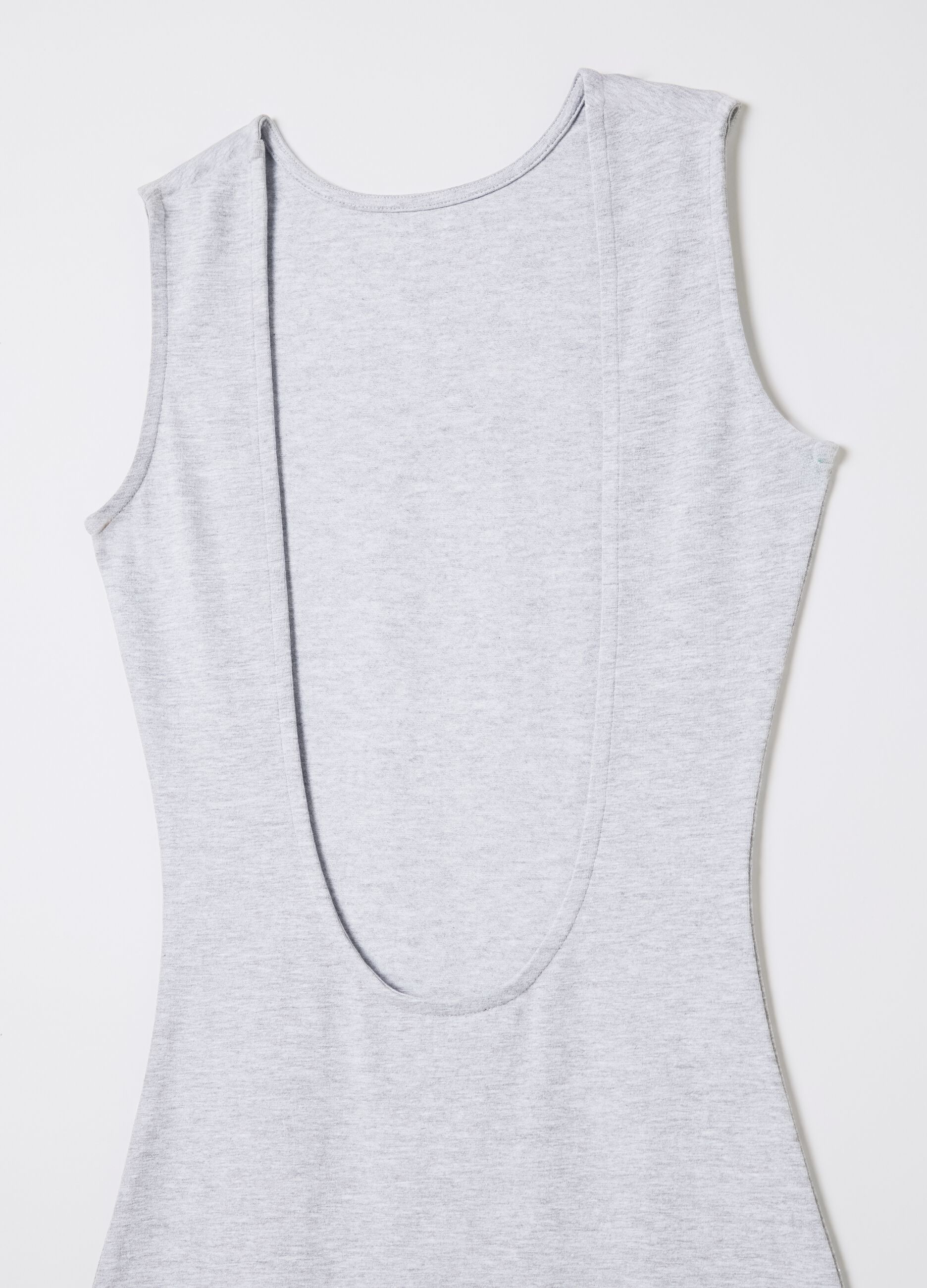 Grey Melange Backless Long Dress 