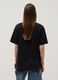 T-shirt nera in puro cotone con inserto in pizzo relaxed fit_3