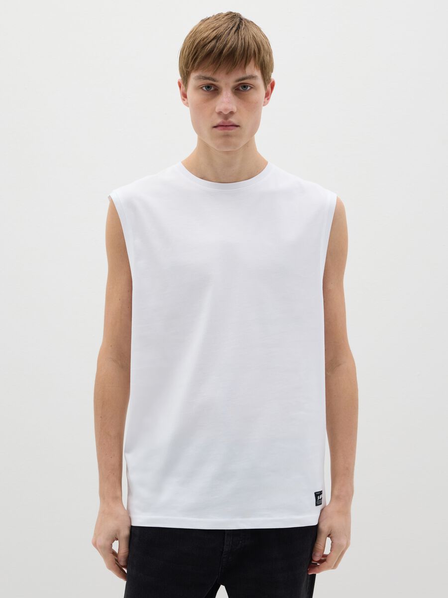 Cotton racerback vest with round neck_0