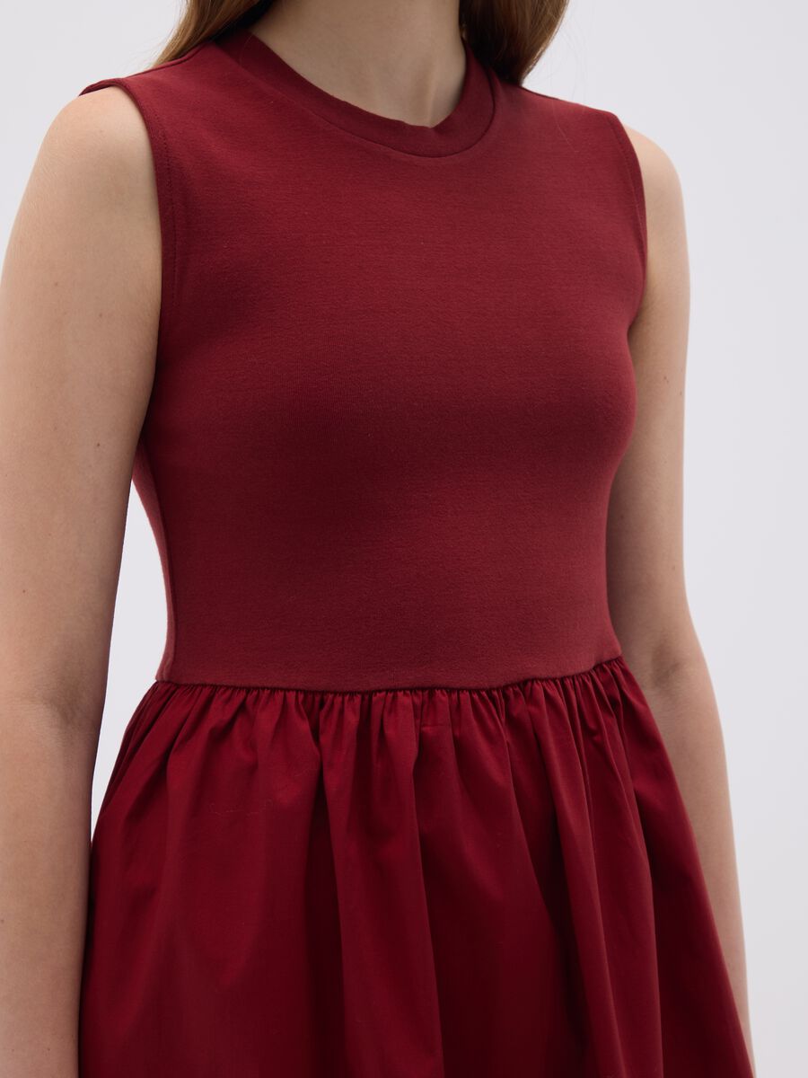 Abito midi in cotone rosso regular fit_3