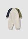 Beige organic cotton dinosaur print baby sleepsuit_1