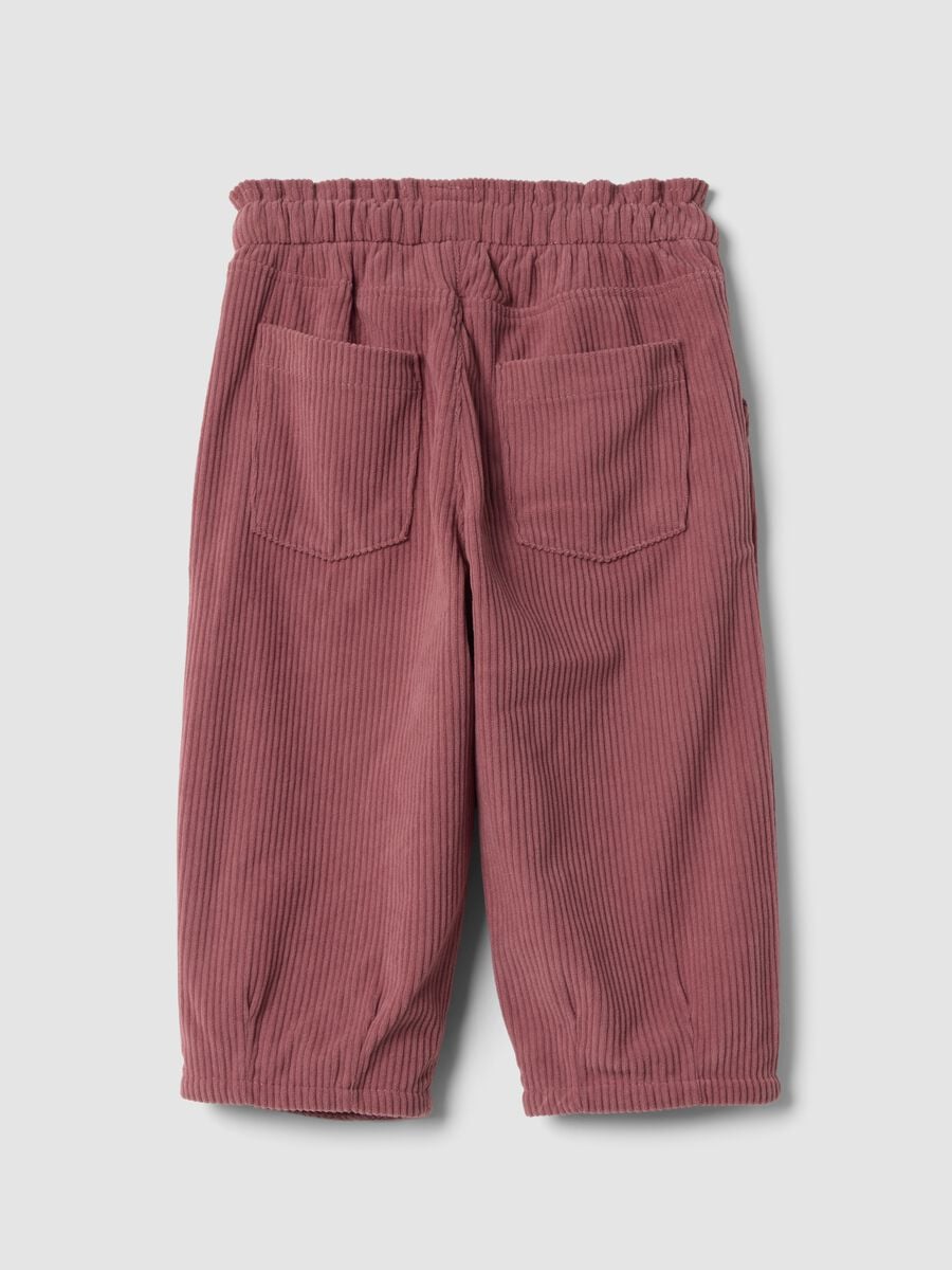 Pantaloni rosa a coste con vita elasticizzata_1