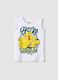 Child's white pure cotton tank top oversized fit with Pikachu_0