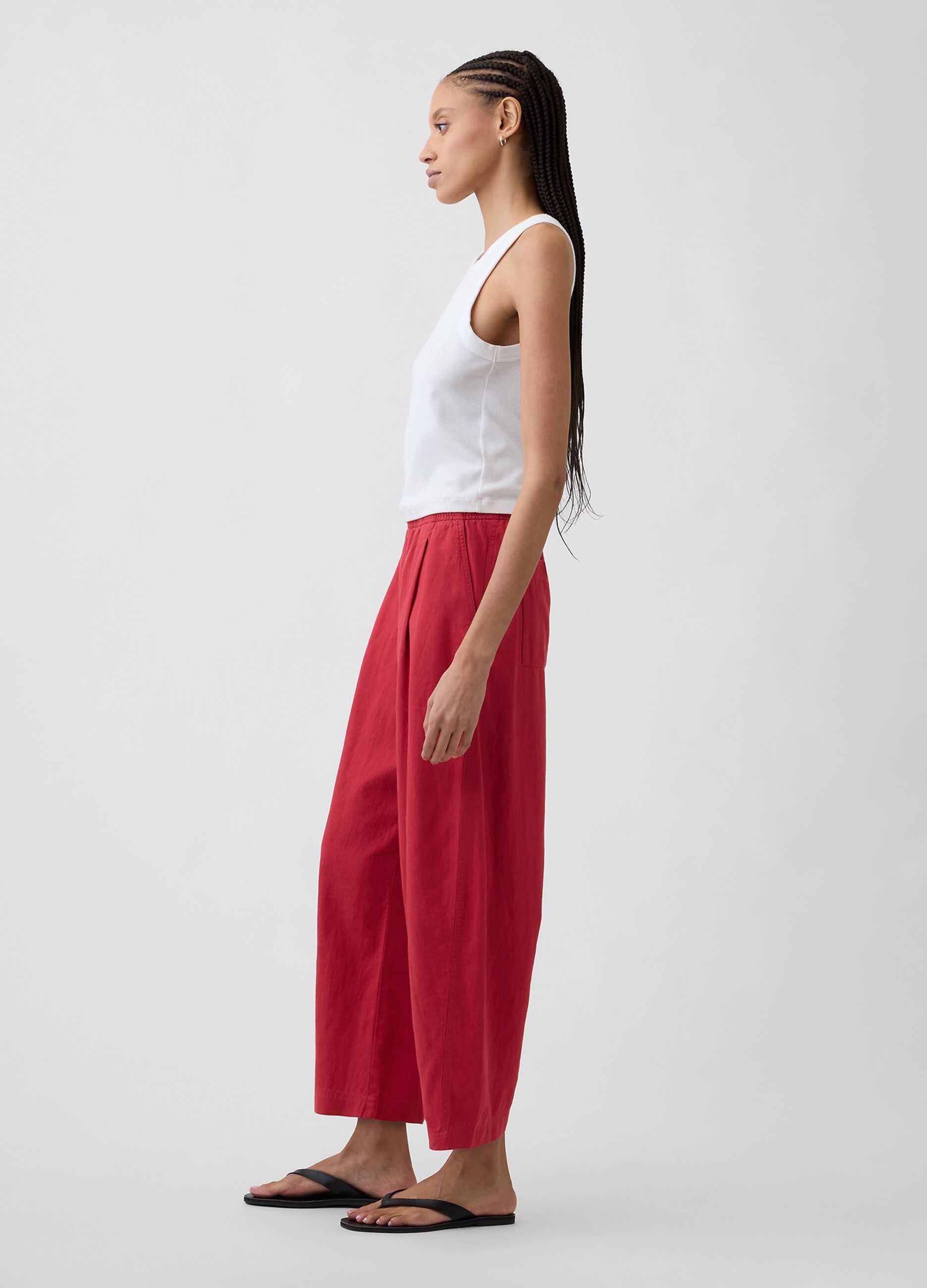 Linen-blend palazzo trousers