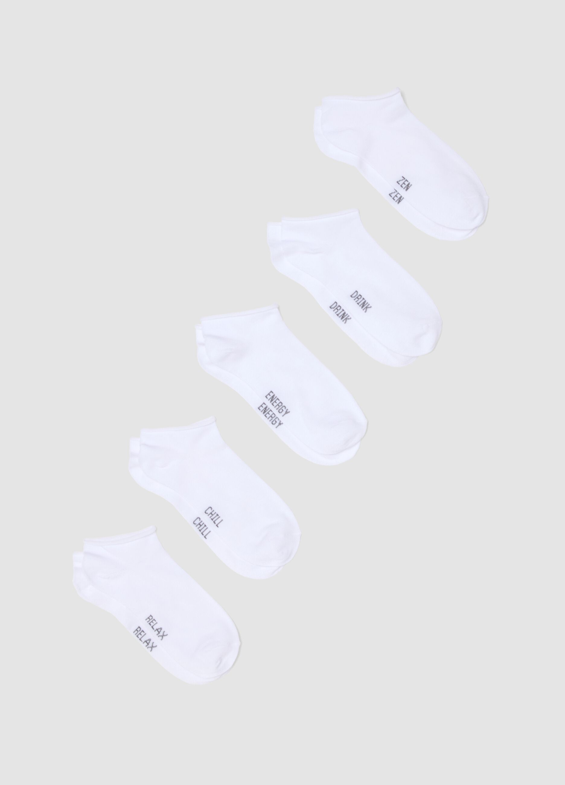 Pack of five white no-show socks in stretch fabric