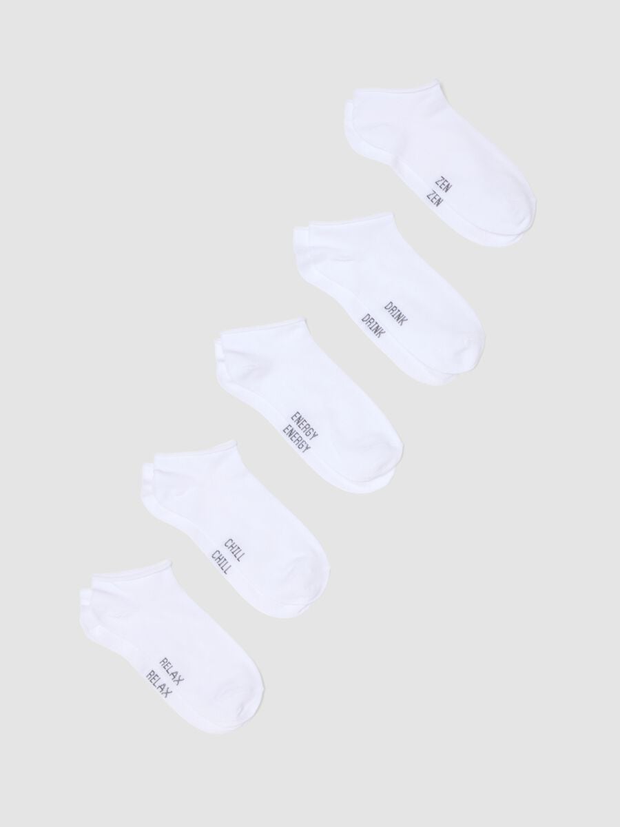 Pack of five white no-show socks in stretch fabric_0