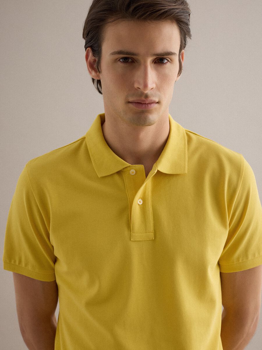 Yellow short-sleeved pure cotton polo regular fit_3