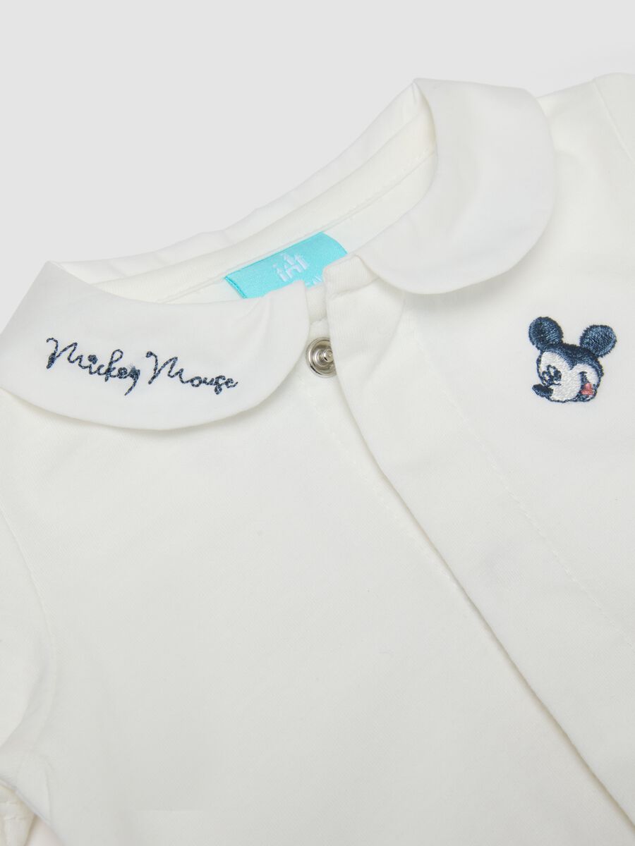 Body in puro cotone bianco da neonato con ricamo Topolino_3