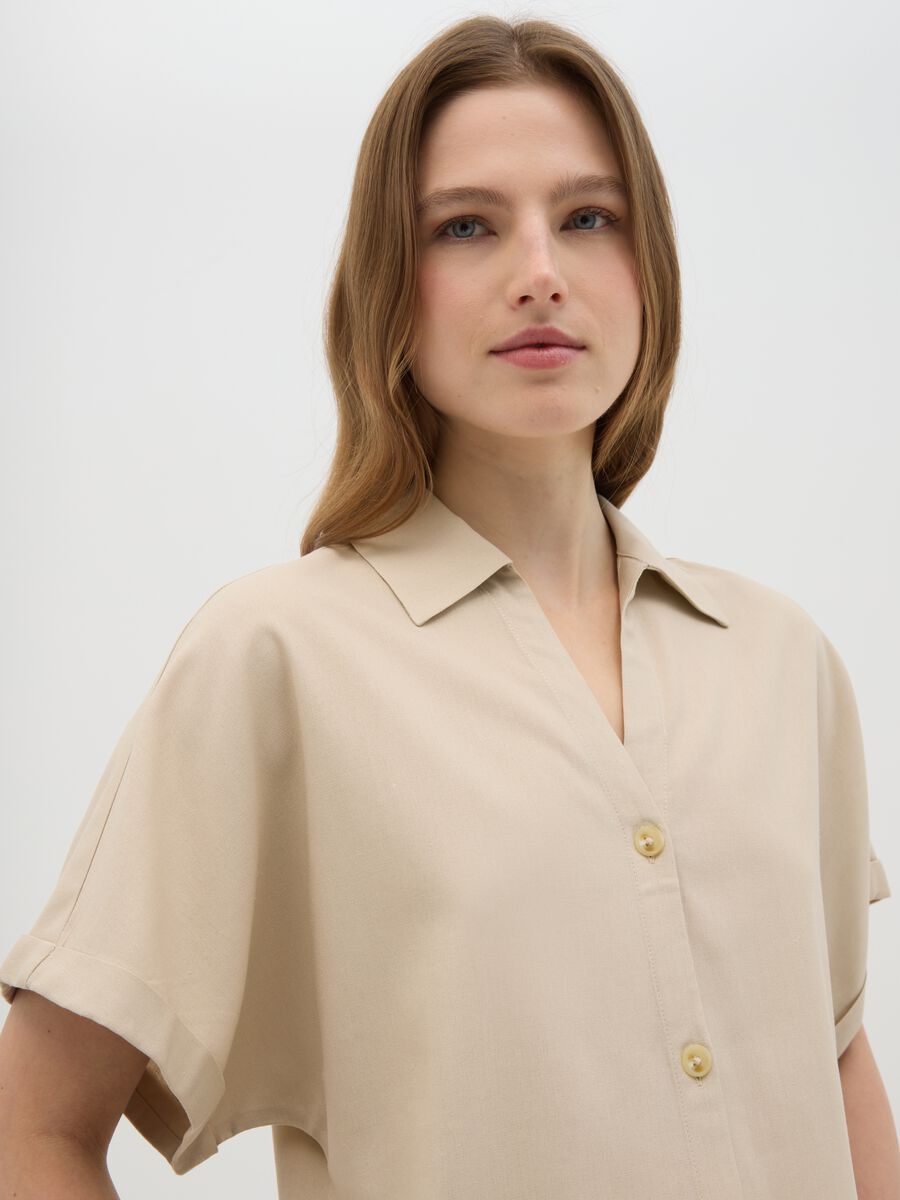 Women's beige viscose blend regular fit shirt_2