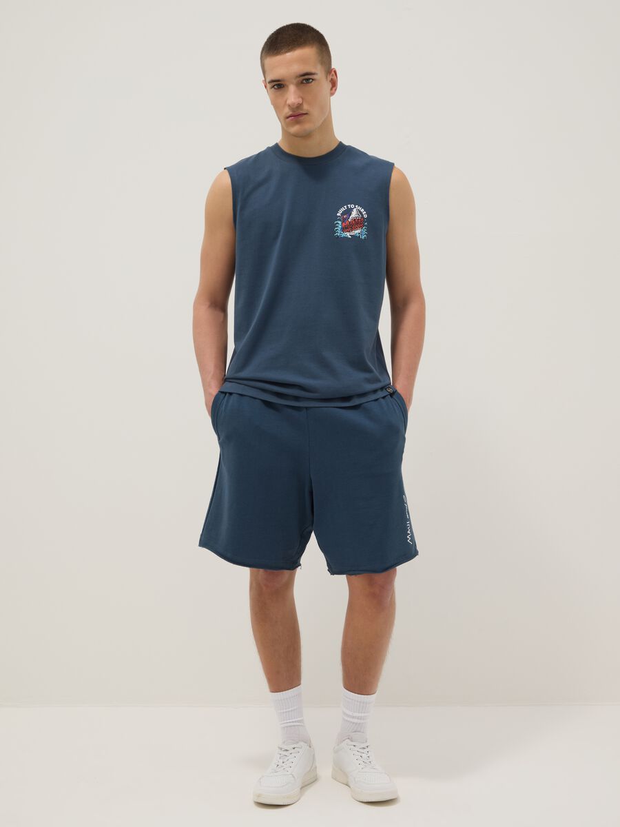 Canotta in puro cotone blu regular fit con stampa_1