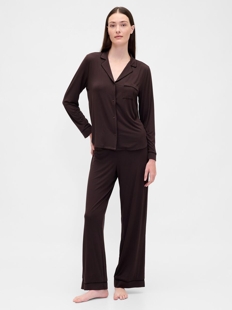 Pigiama marrone elasticizzato in modal_0