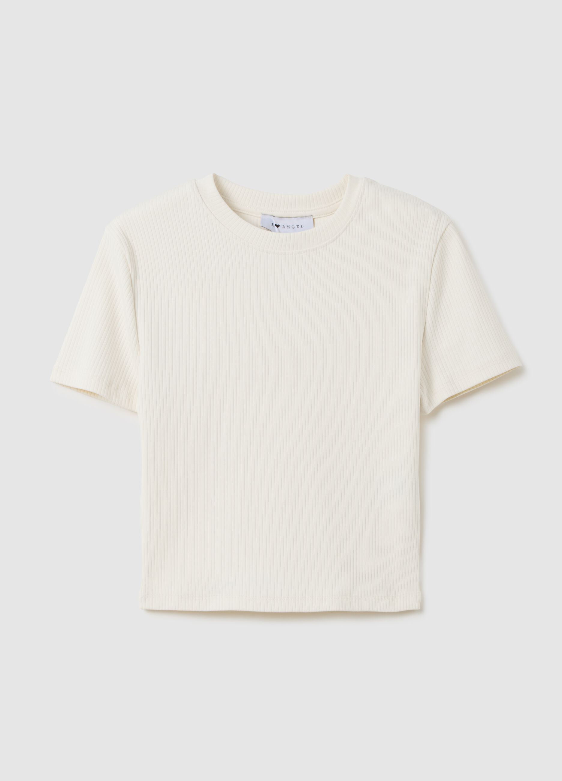 T-shirt da donna in cotone elasticizzato bianca fitted
