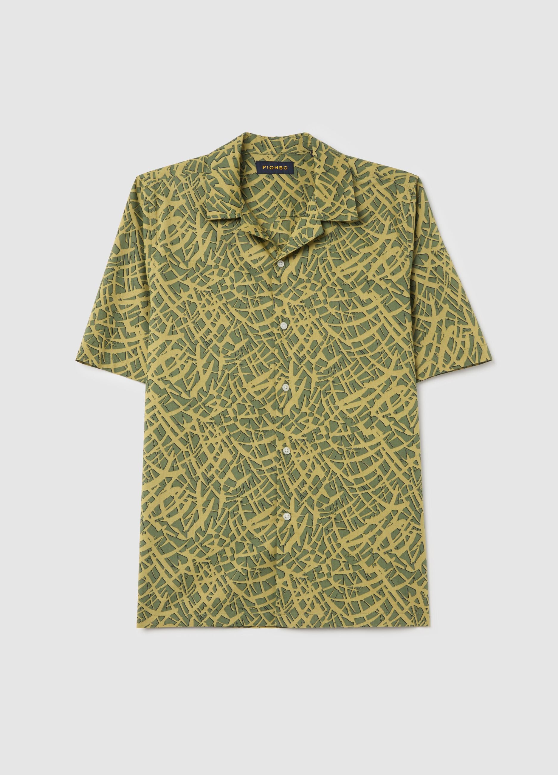 Short-sleeved shirt with geometric print