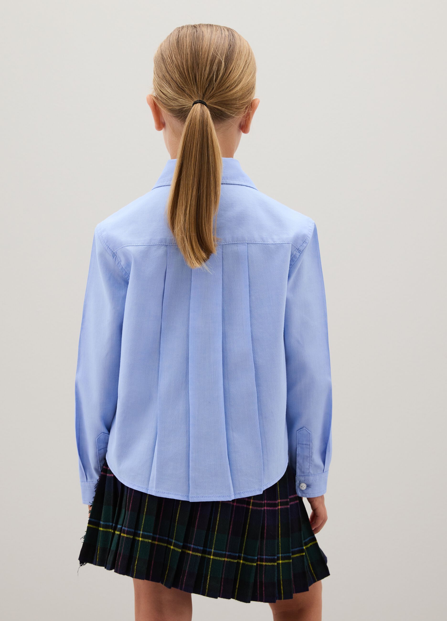 Girls' pure cotton light blue shirt regular fit