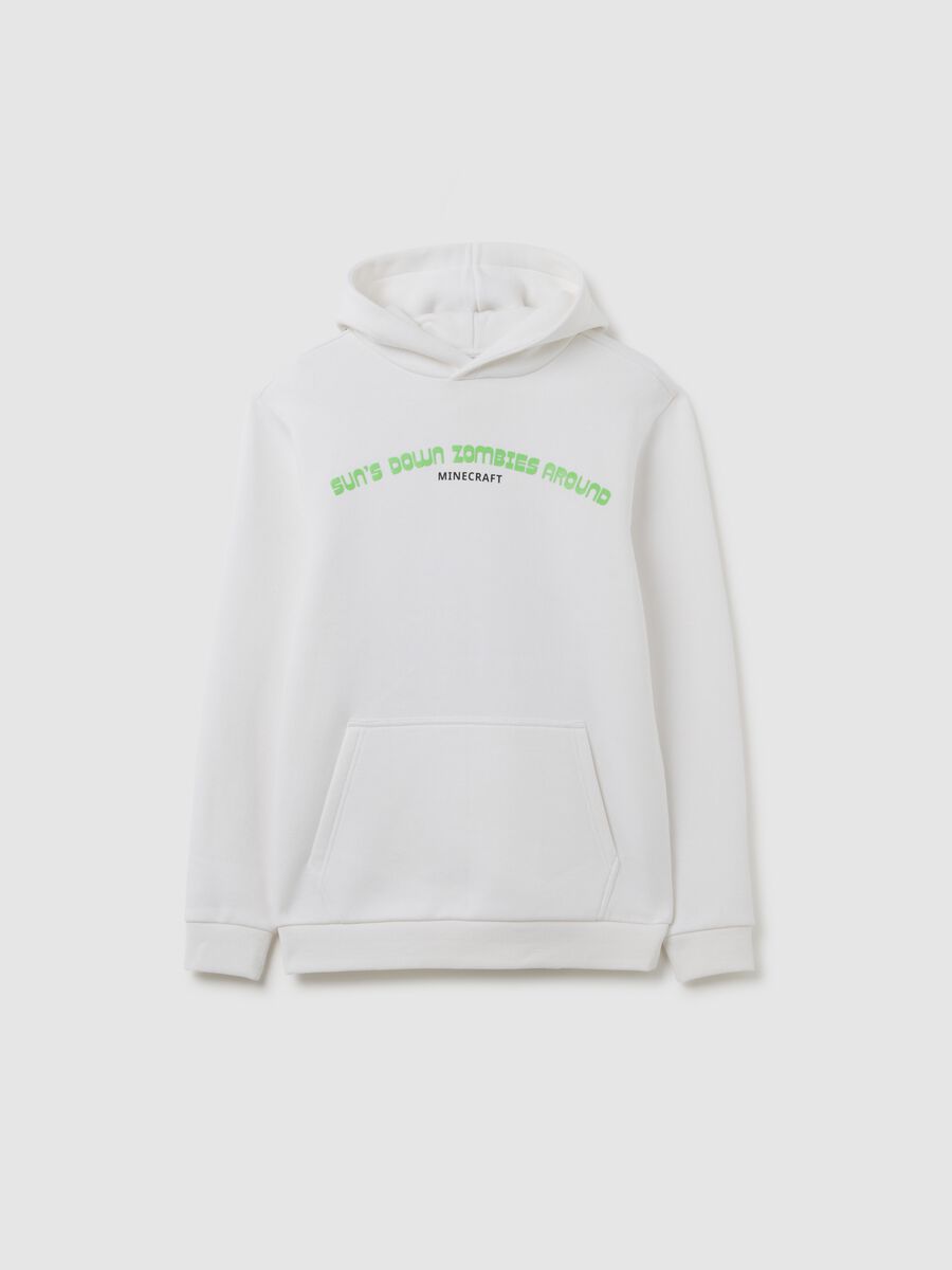 White kids' cotton blend sweatshirt regular fit with Minecraft print_0