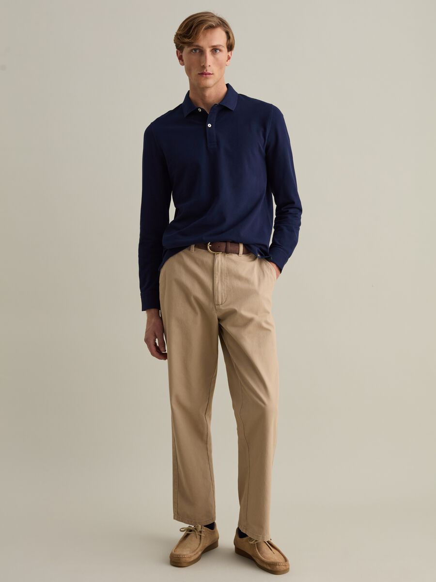 Long-sleeved polo shirt in piquet_1