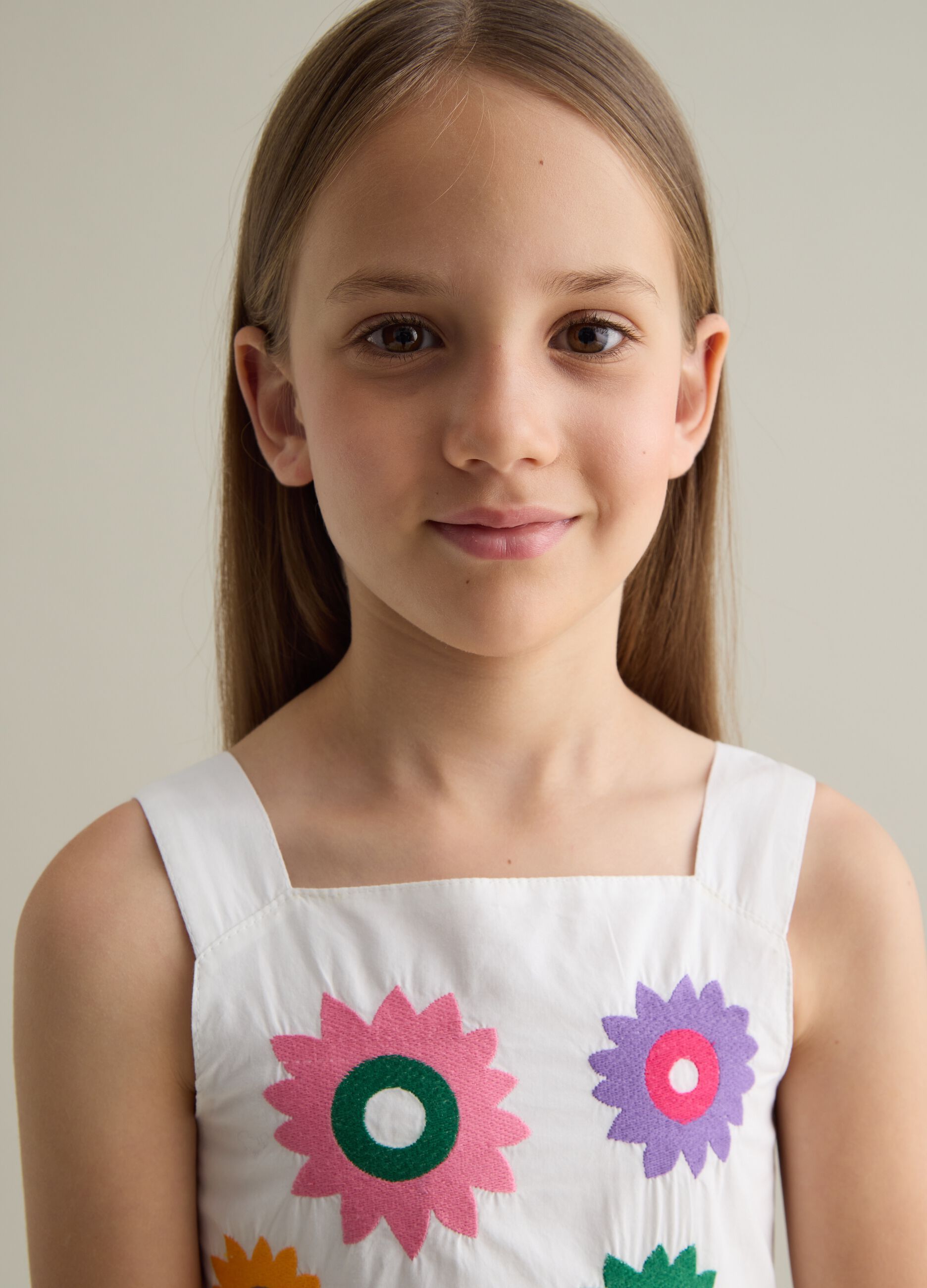Abito da bambina in puro cotone multicolor regular fit con stampe 