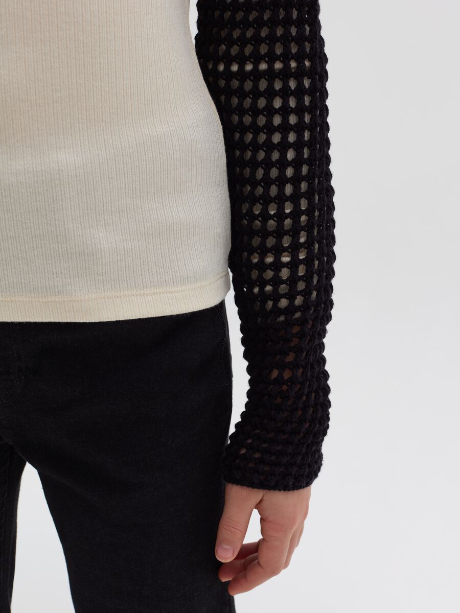 Openwork knit cropped cardigan_1