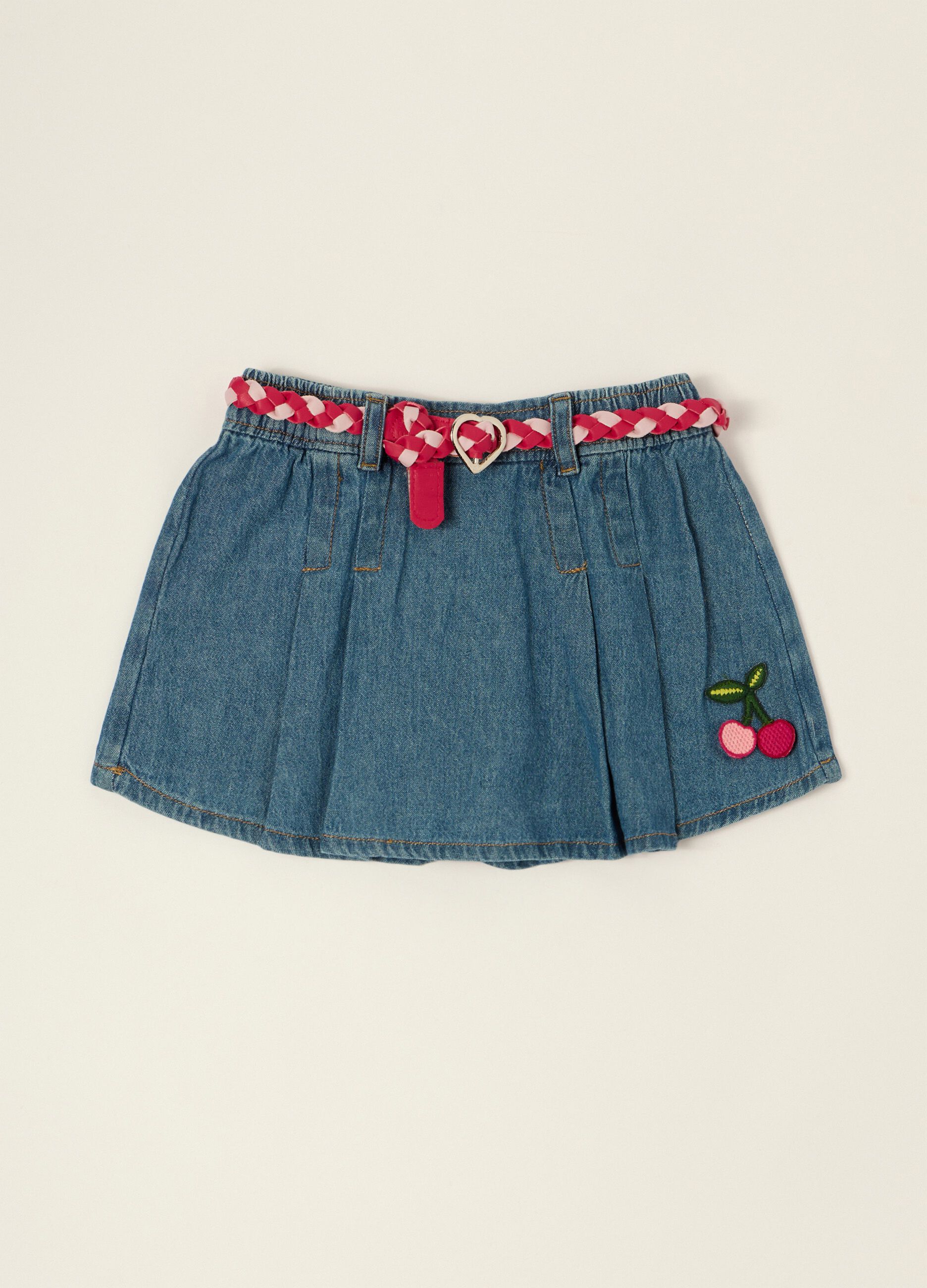 Baby Girls&rsquo; Pure Cotton Denim Skirt with Cherry Embroidery