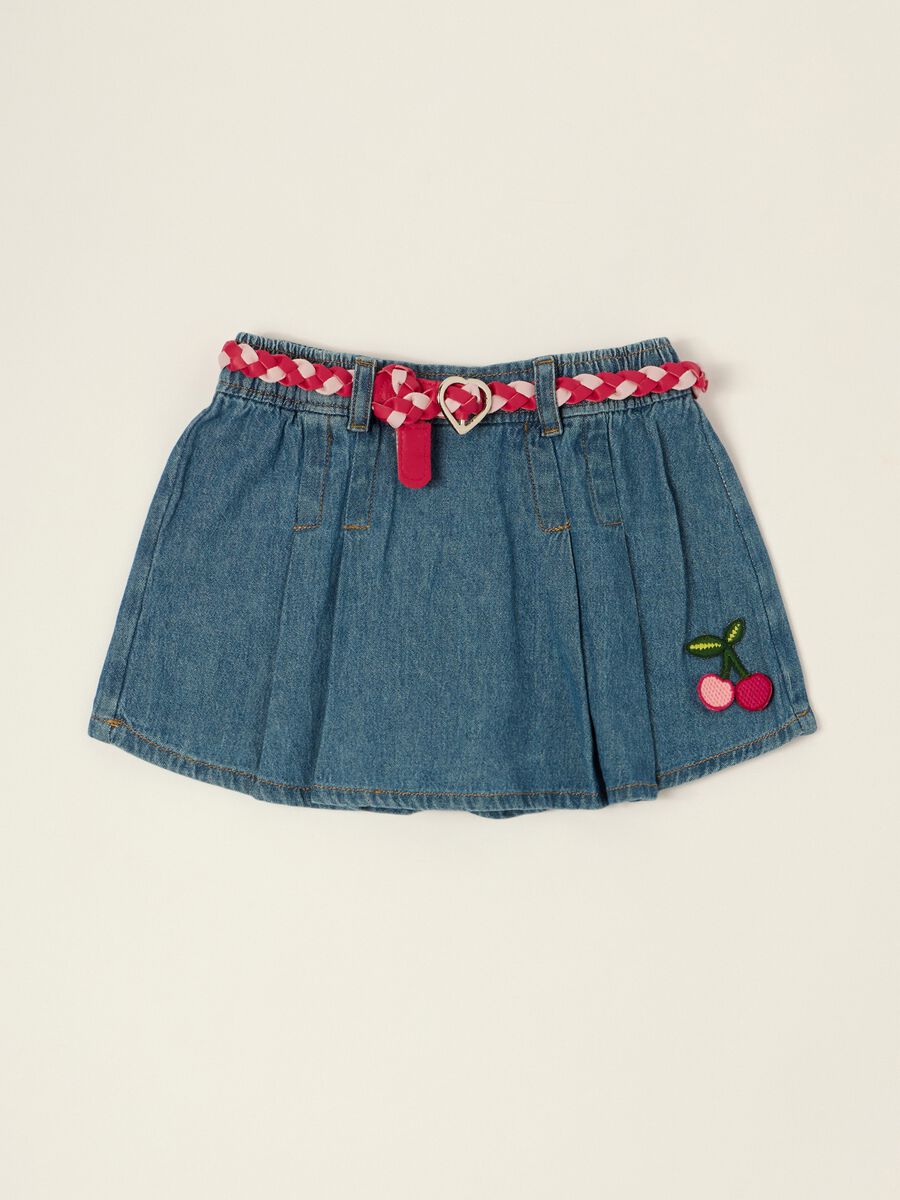 Baby Girls&rsquo; Pure Cotton Denim Skirt with Cherry Embroidery_0
