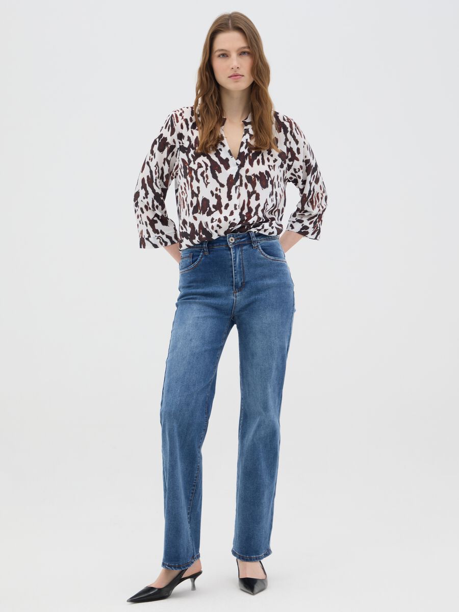 Women's multicolour regular fit shirt with animal print_1