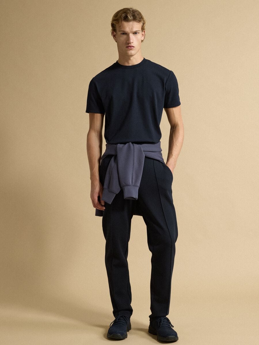 T-shirt blu in misto cotone piquet elasticizzato regular fit Easy Dry_2