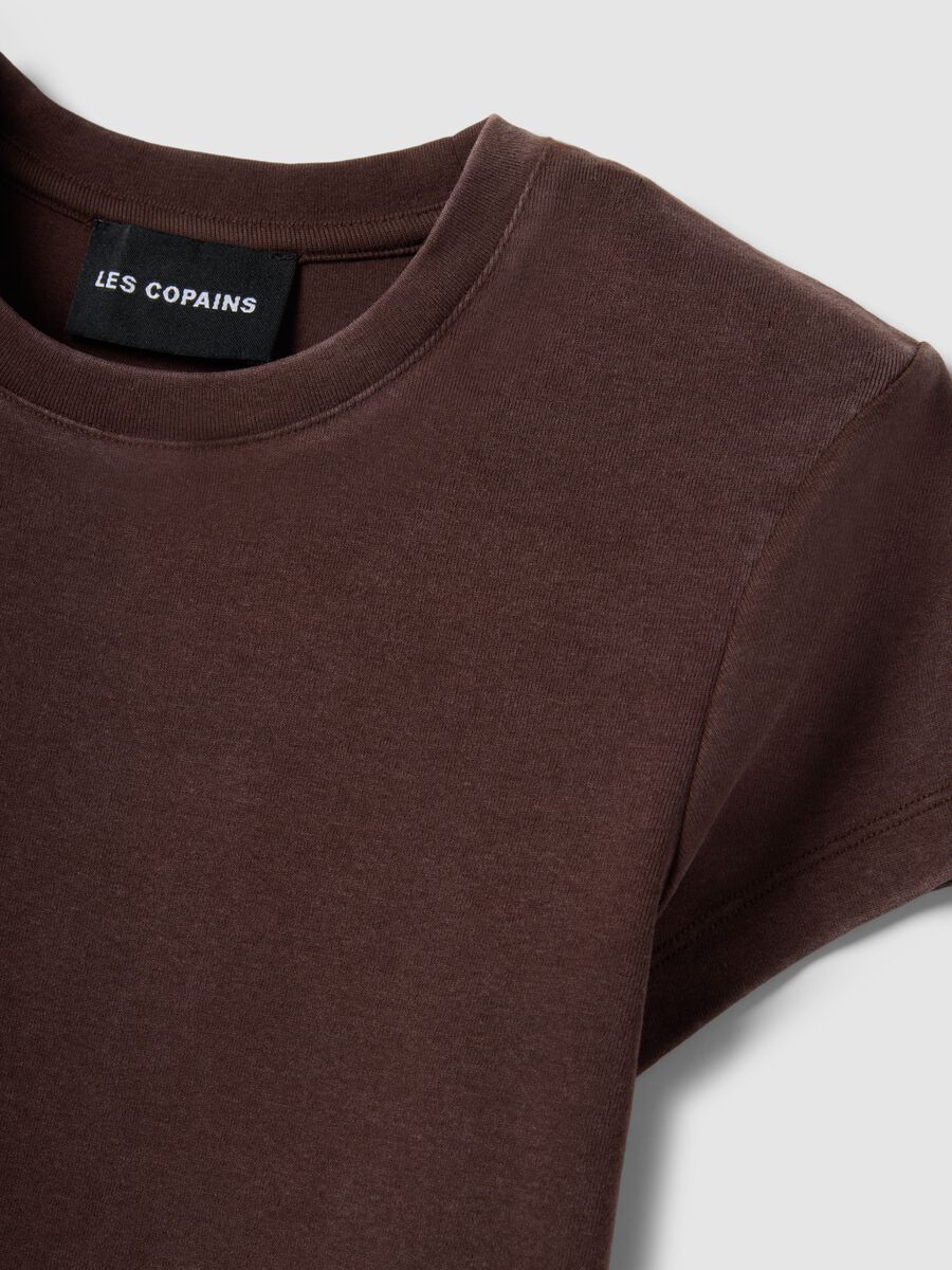 Brown fitted stretch cotton T-shirt_5