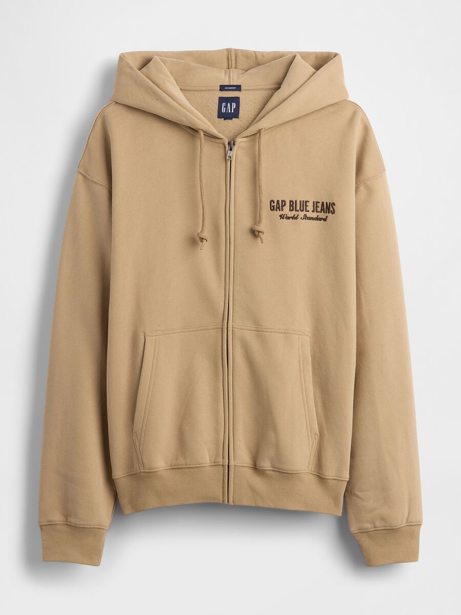 Beige hoodie with full zip_0
