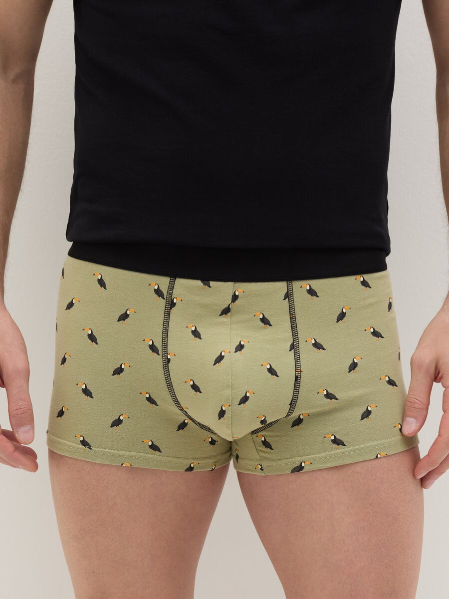 Midi boxer shorts in stretch cotton with pattern._1