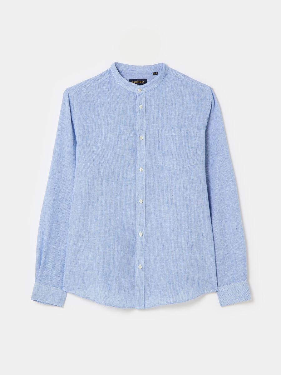 Iridescent-effect cotton and linen shirt_3