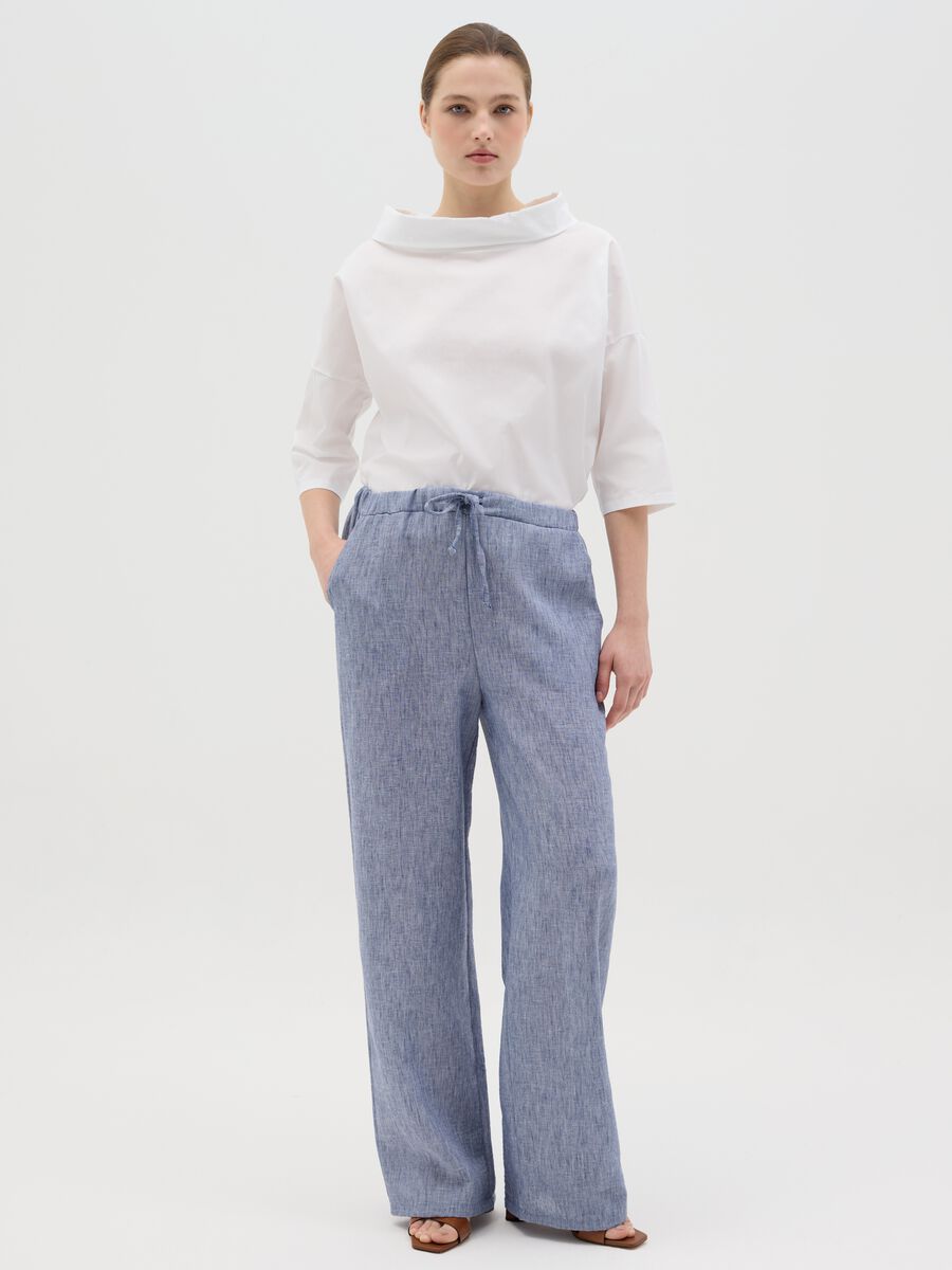 Regular Blue Trousers in Fabric Blend_0