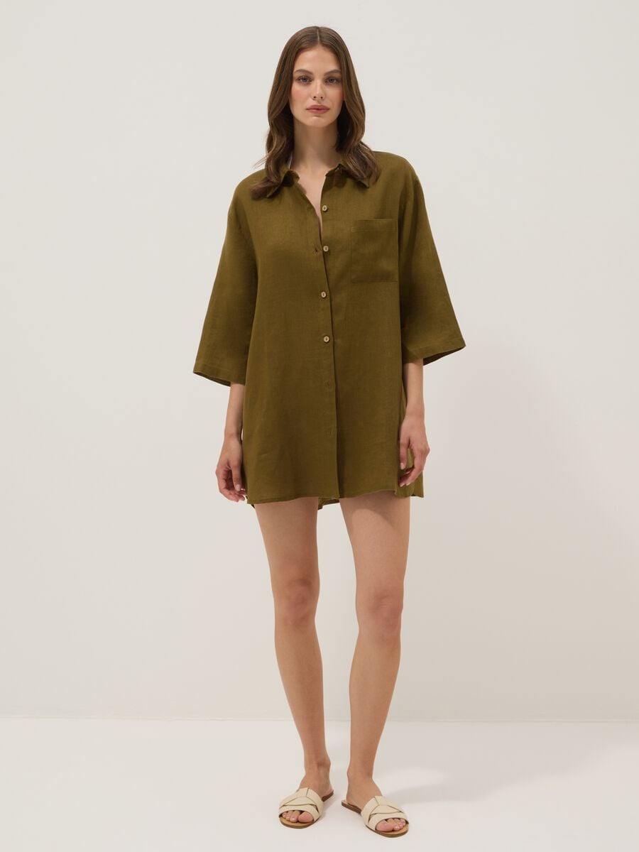 Green pure linen beach cover-up_1