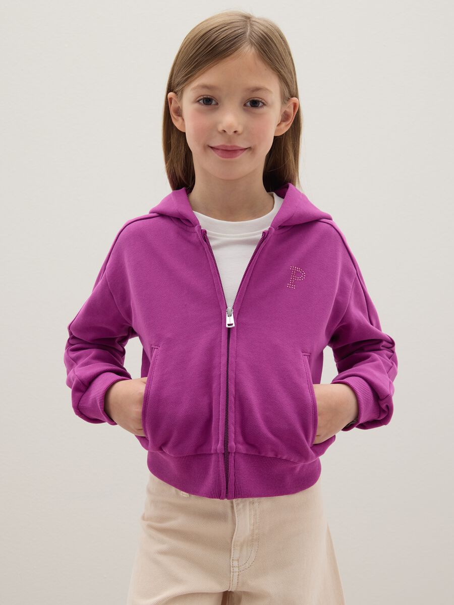 Purple regular fit pure cotton girl's sweatshirt_0