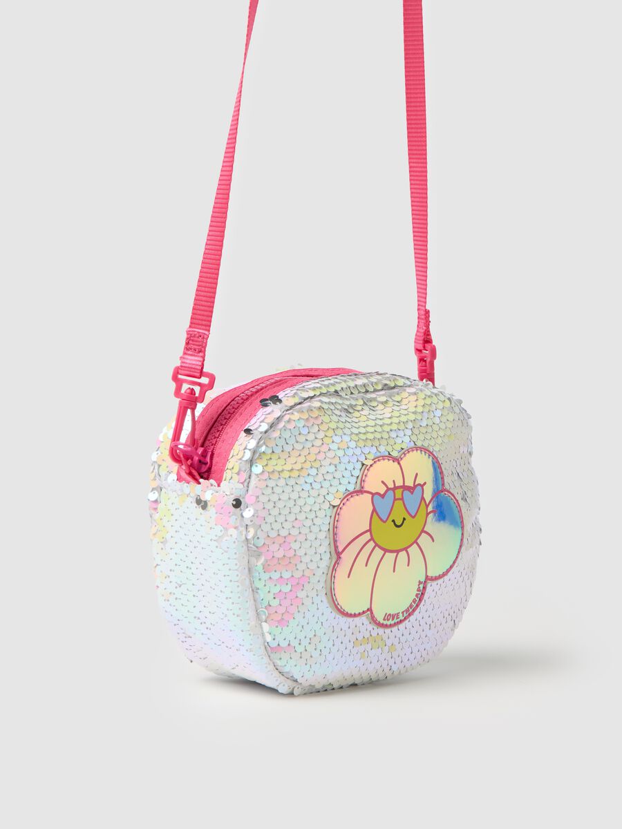 Multicoloured PVC shoulder bag for girls with sequins_2