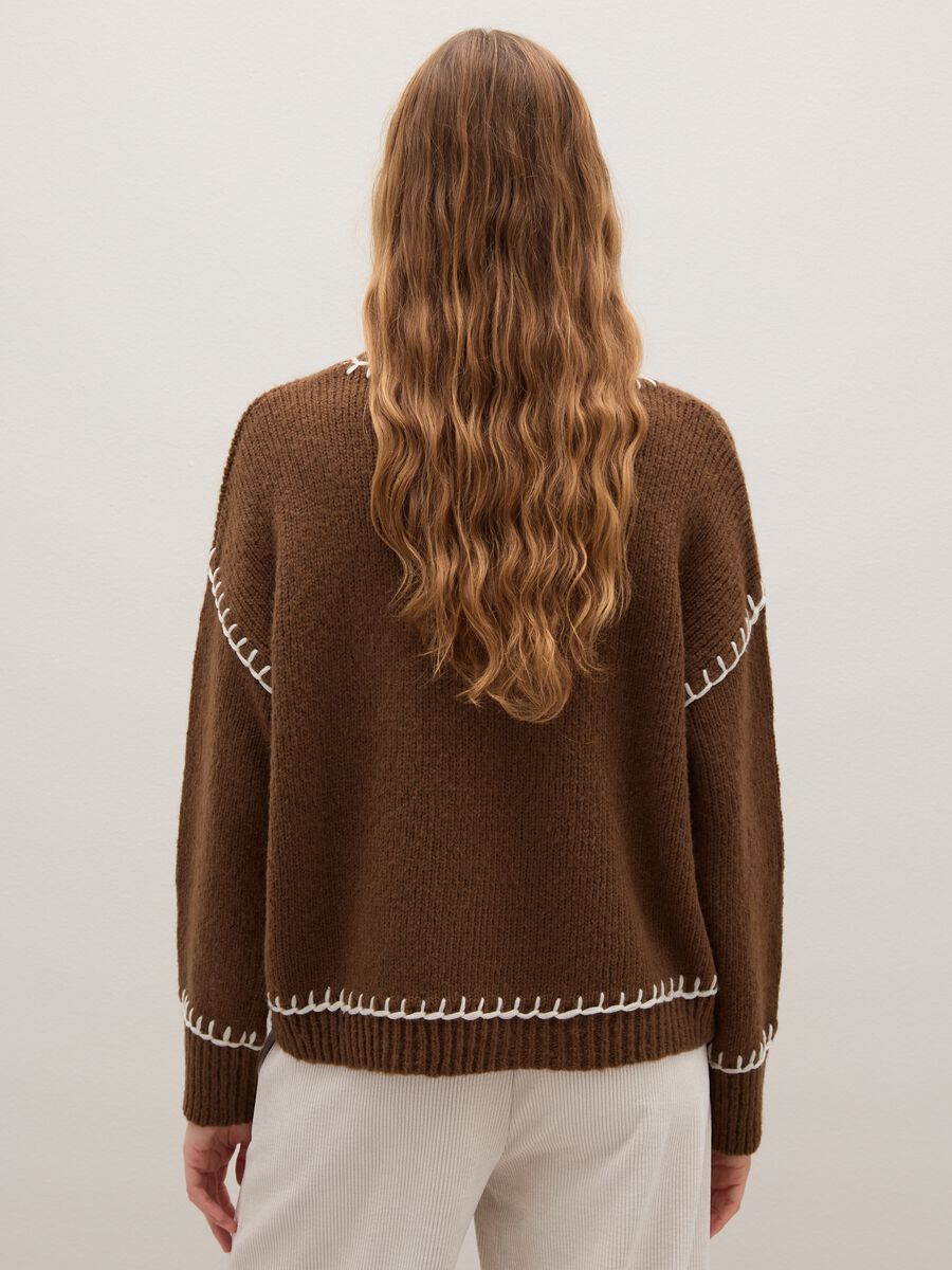 Brown sweater in cotton and wool blend with oversized fit_3