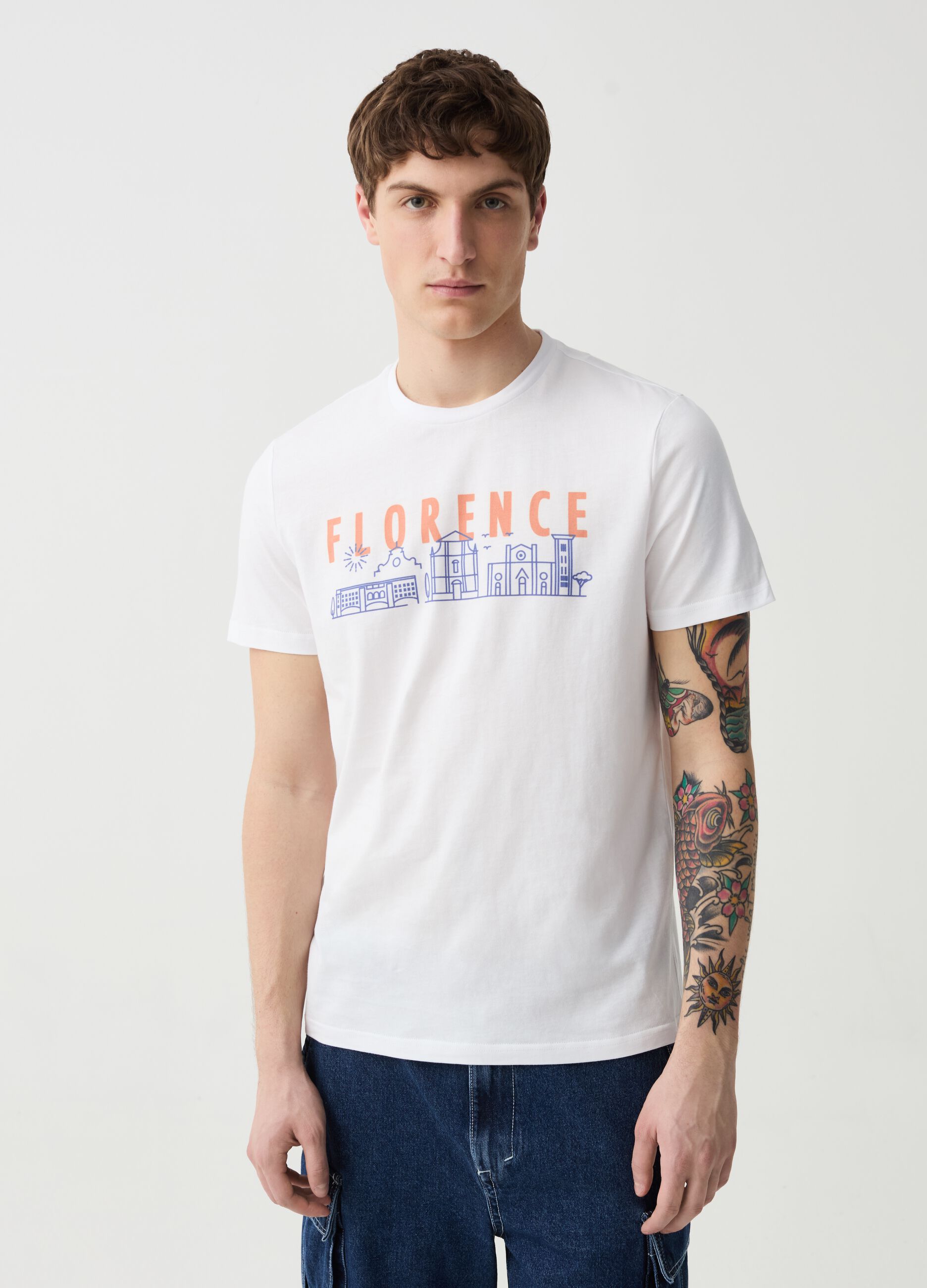 T-shirt in cotone stampa Firenze