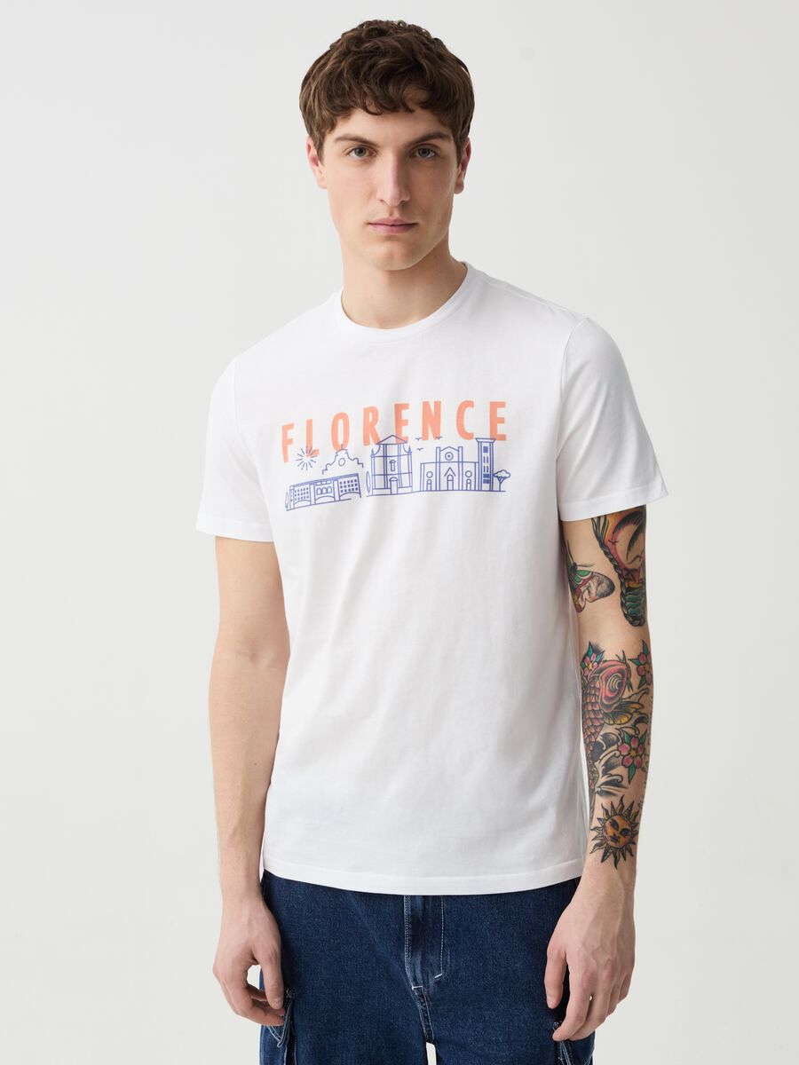 T-shirt in cotone stampa Firenze_0