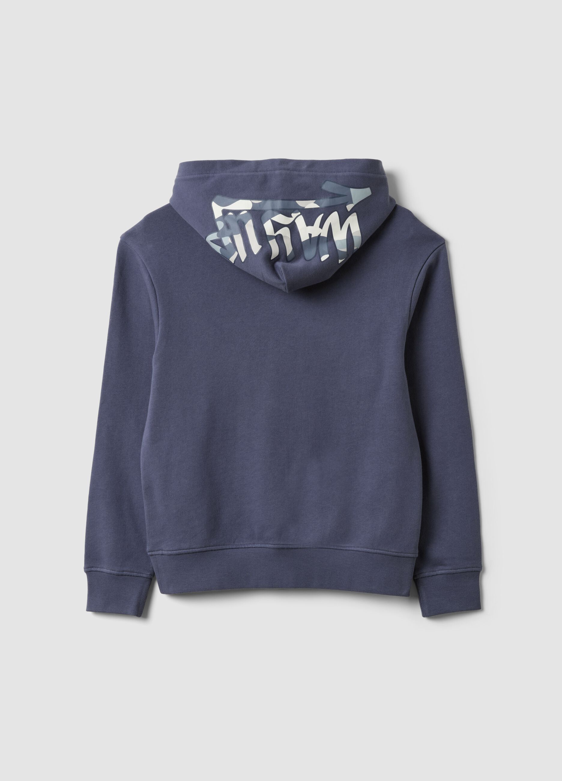 Grey oversized pure cotton hoodie for boys