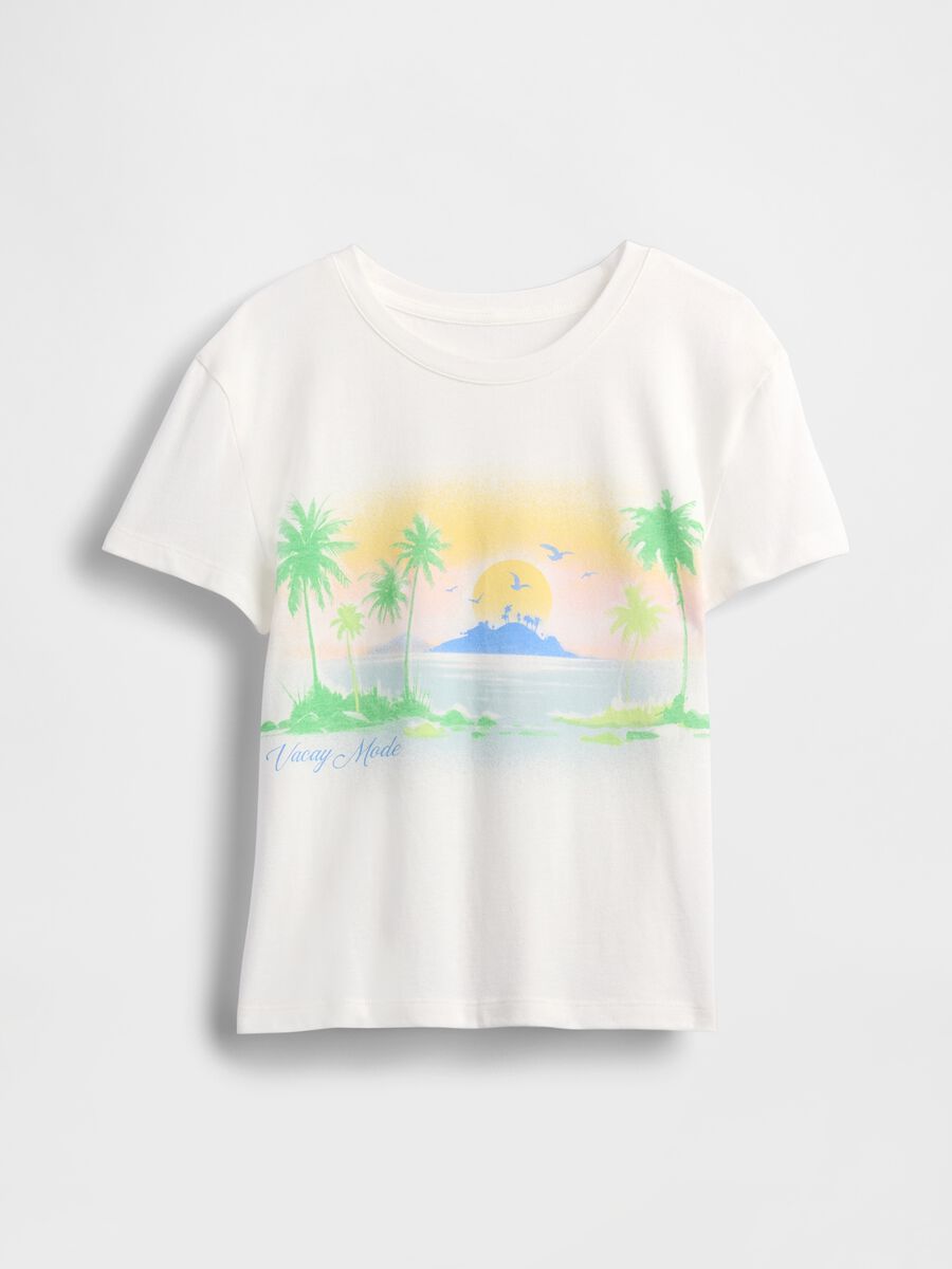 White T-shirt with tropical print_2