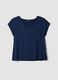Blue pure viscose V-neck T-shirt, regular fit_0