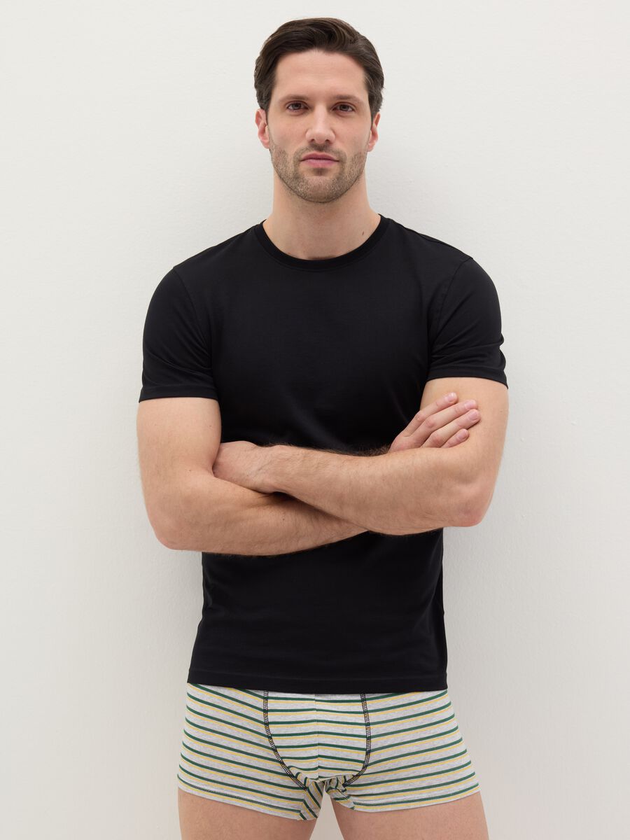Midi boxer shorts in stretch cotton with pattern._0