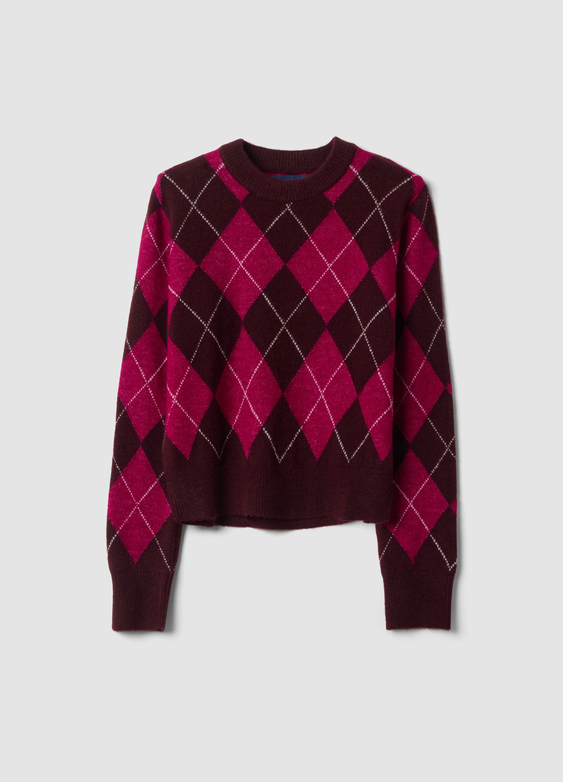 Maglia viola in lana elasticizzato con girocollo
