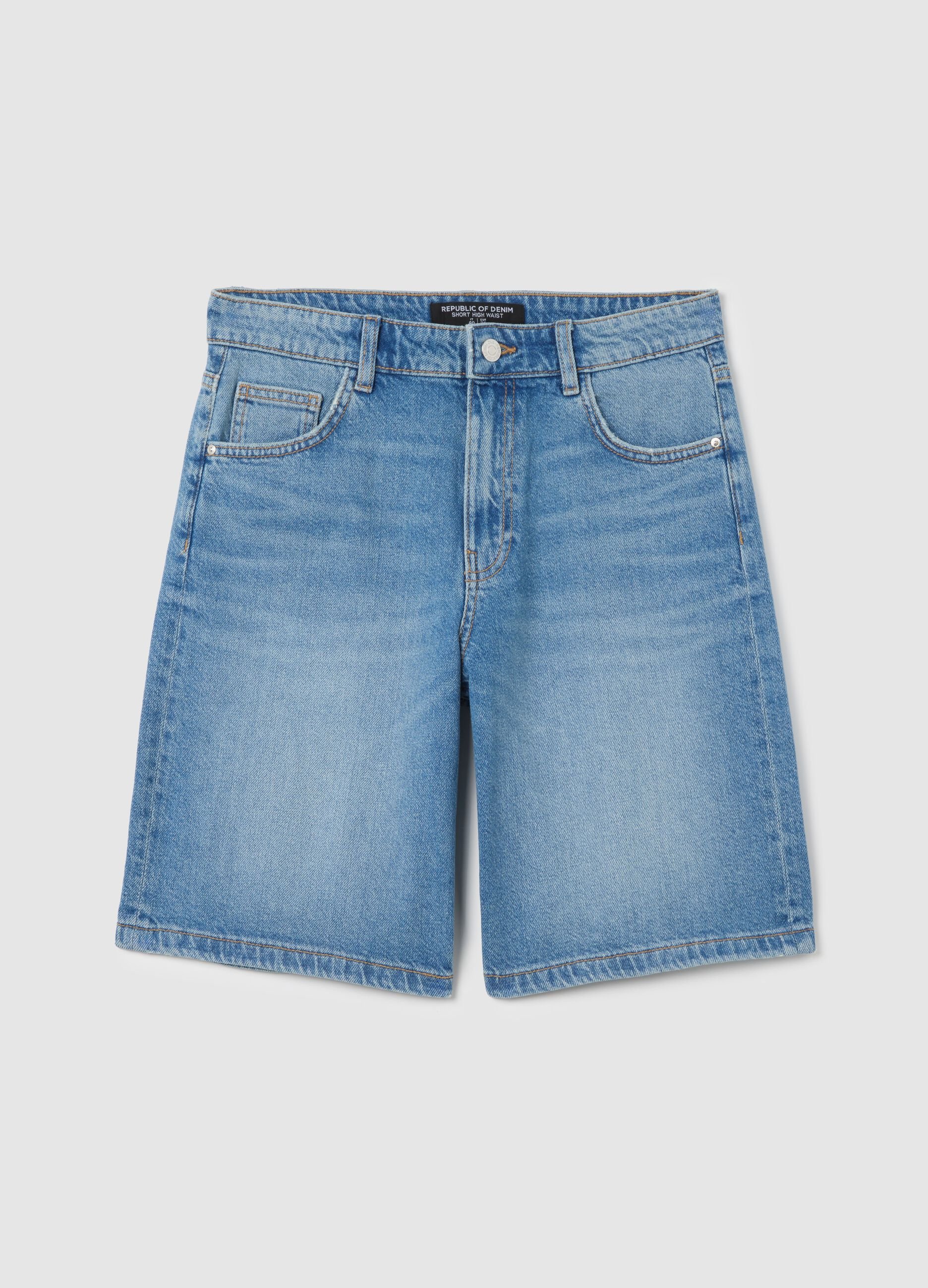 Blue denim Bermuda shorts by Ovs