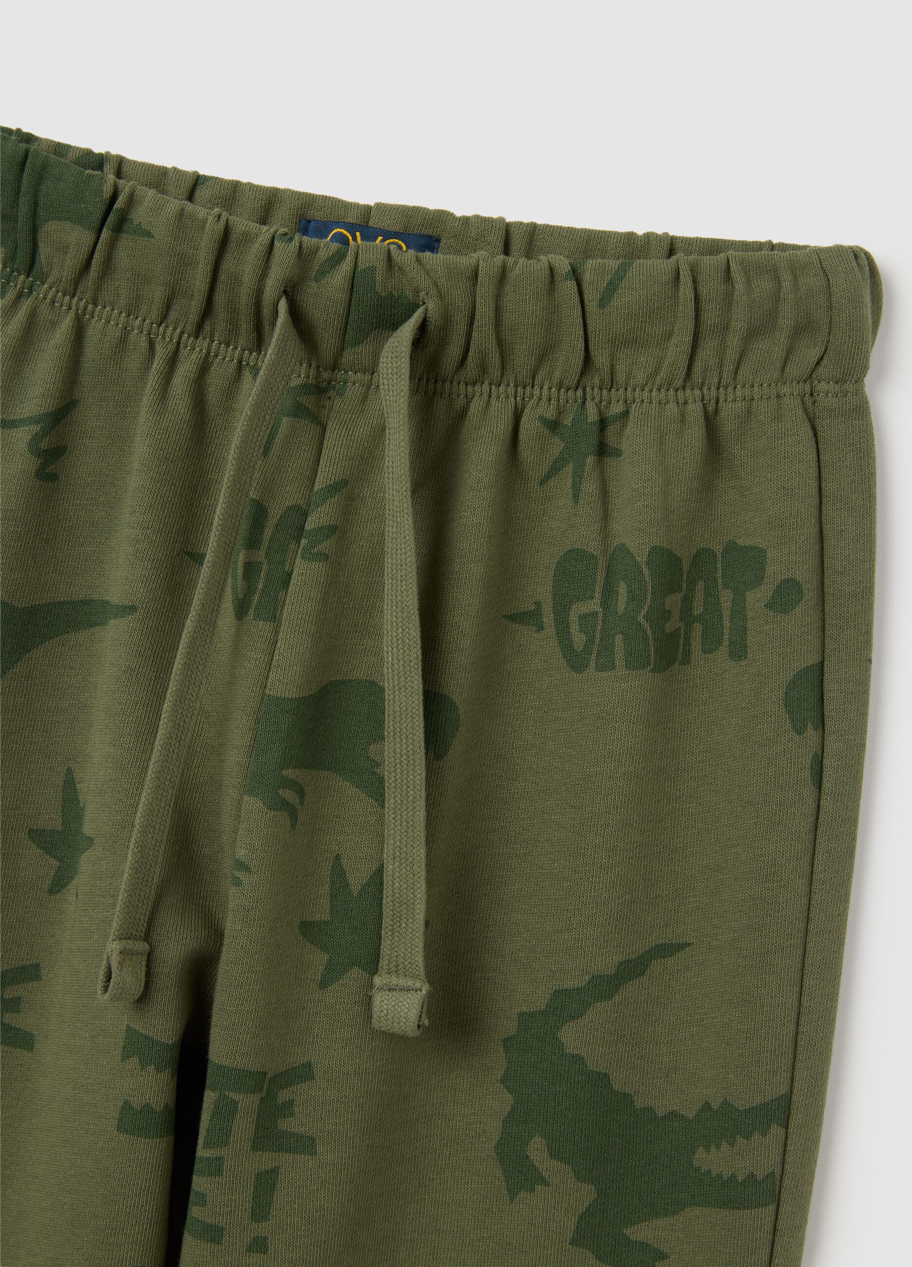 Green pure cotton regular fit children's trousers