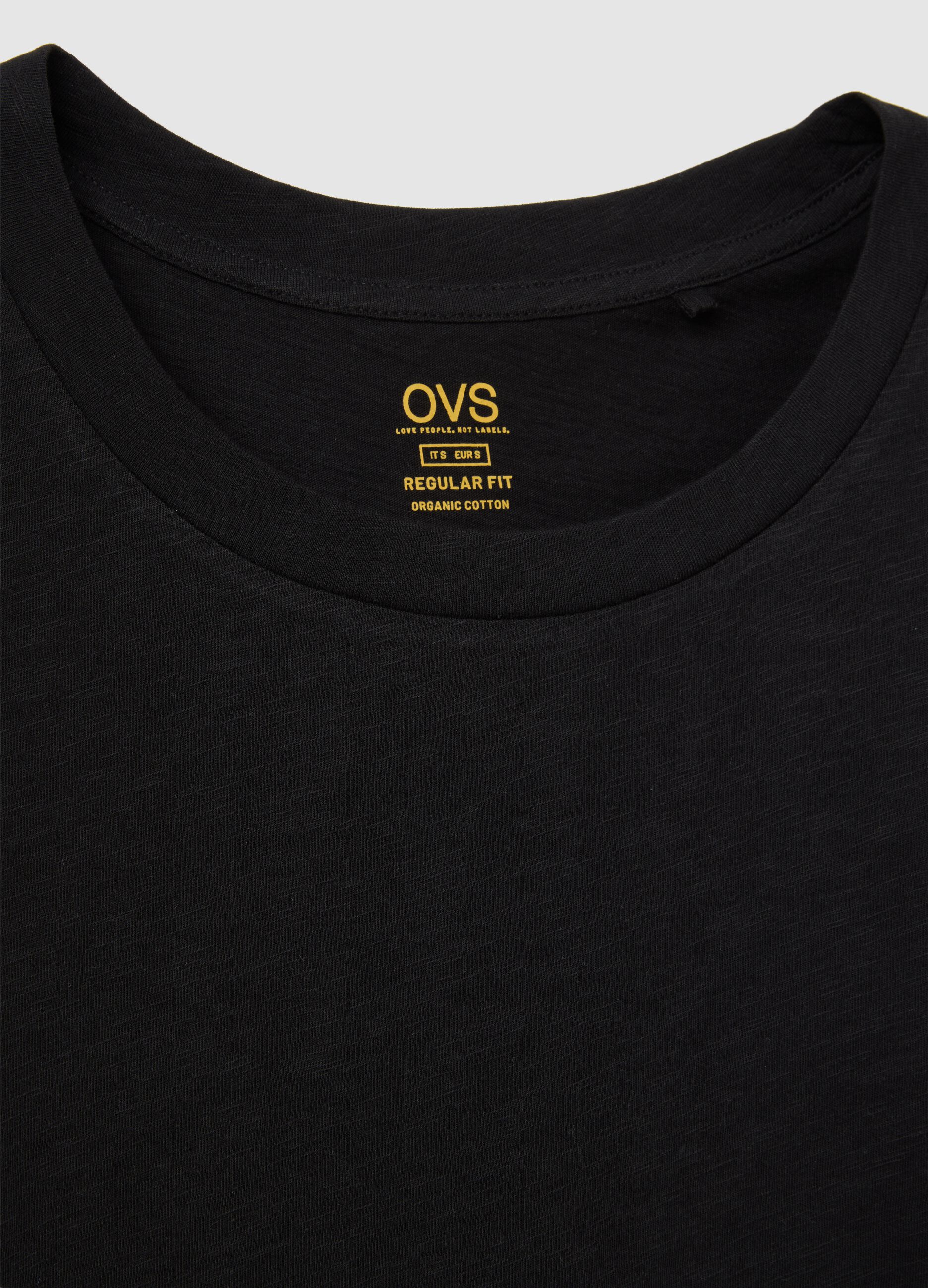 T-shirt da donna in puro cotone nero regular fit