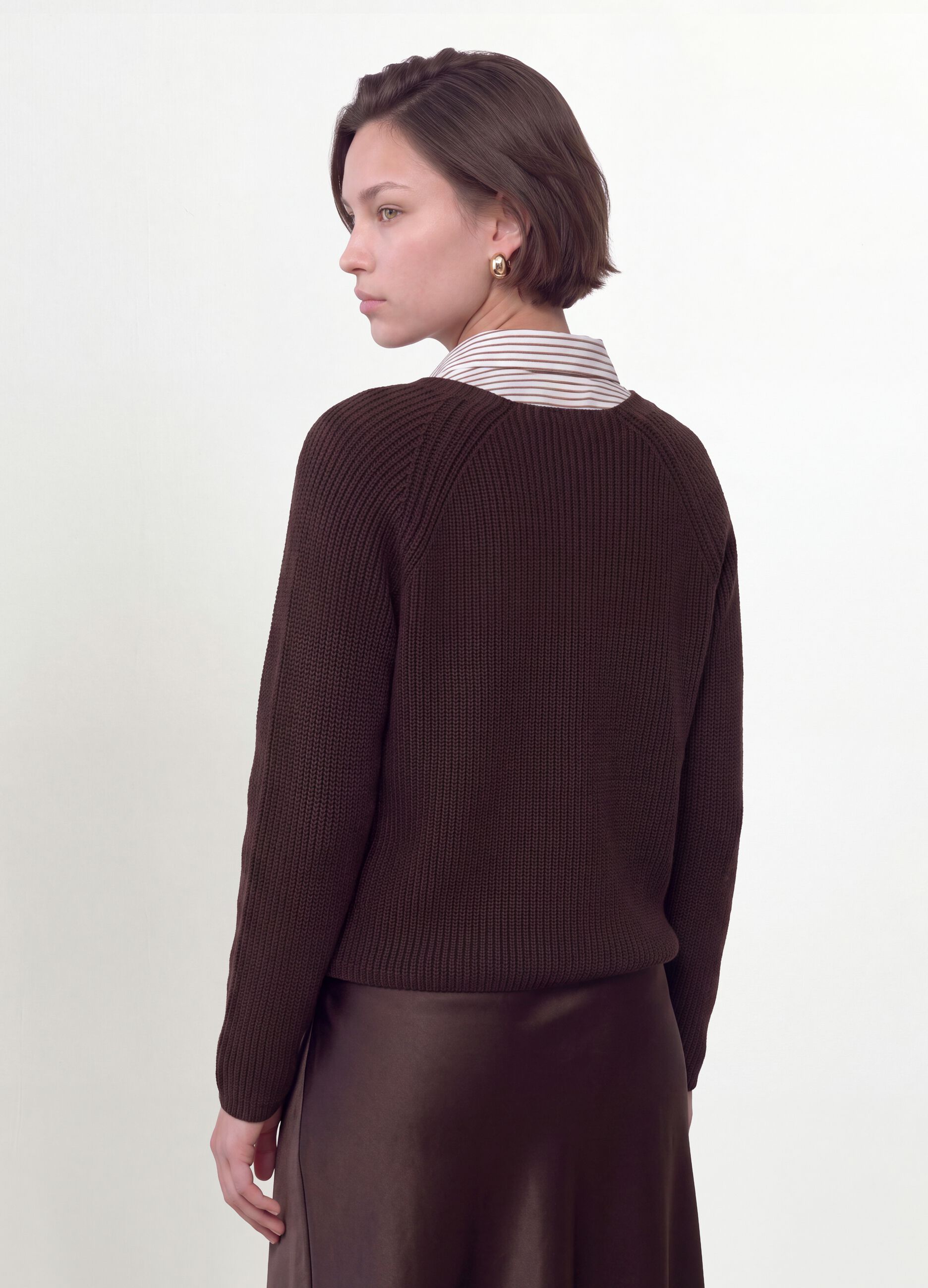 Multicolour pure cotton crew-neck cardigan, regular fit