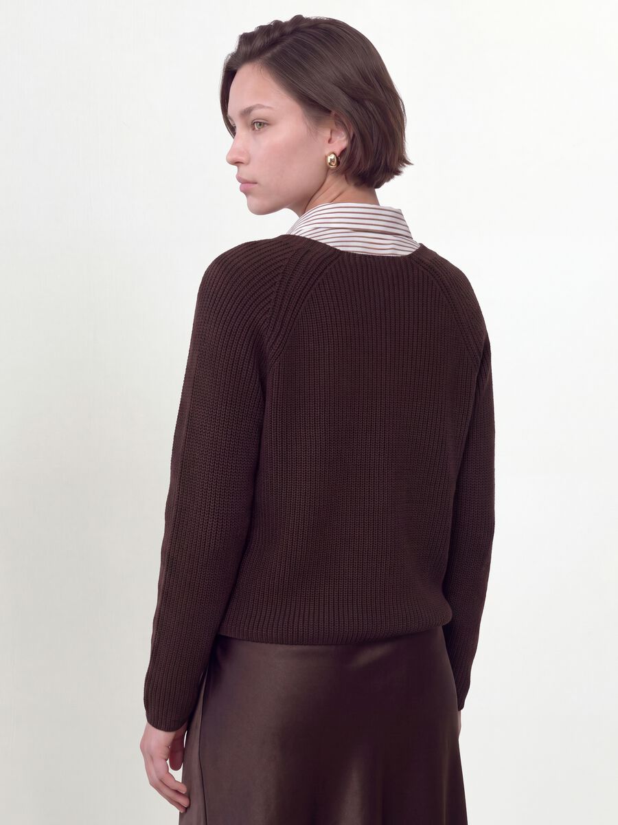 Multicolour pure cotton crew-neck cardigan, regular fit_3